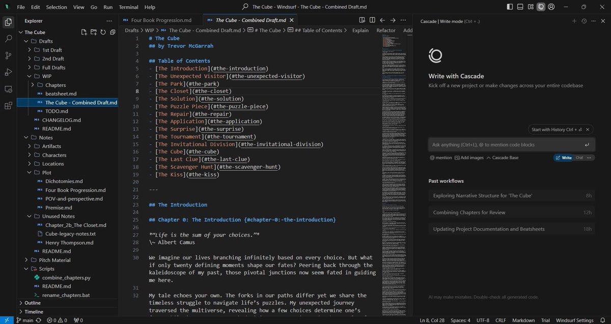 For over a year, I’ve been working off and on a coming-of-age speculative fiction story. It looks like it will span a total of four novels/novellas, though my primary focus has been on just the first book. I won’t give away what it’s about (though there is a sneak peek at the
