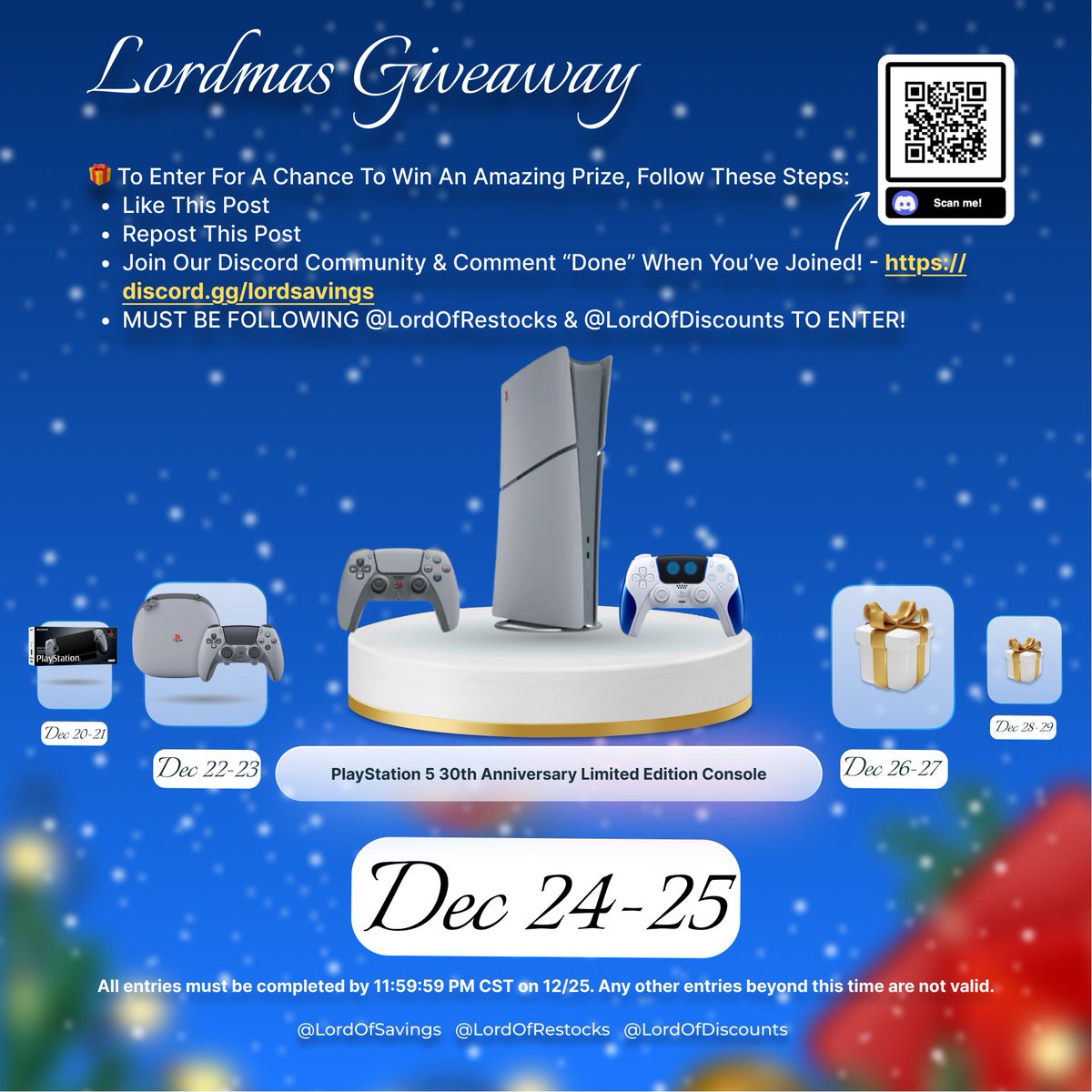 🎁 On The 18th Day Of Lordmas, <a href="/LordOfRestocks/">Lord Of Restocks • Hard To Find Items & Tech Deals</a> Gave Away…

😱 1x The Ultimate PlayStation 5 Gift Box

✍️ Rules -

❤️ Like This Post
🫂 Join Our Discord &amp; Comment “Done” When You’ve Joined - discord.gg/lordsavings
♻️ Repost This Post
🎮 Follow <a href="/LordOfRestocks/">Lord Of Restocks • Hard To Find Items & Tech Deals</a> &amp; <a href="/LordOfDiscounts/">Lord Of Discounts • Lightning Deals & Promotions</a>