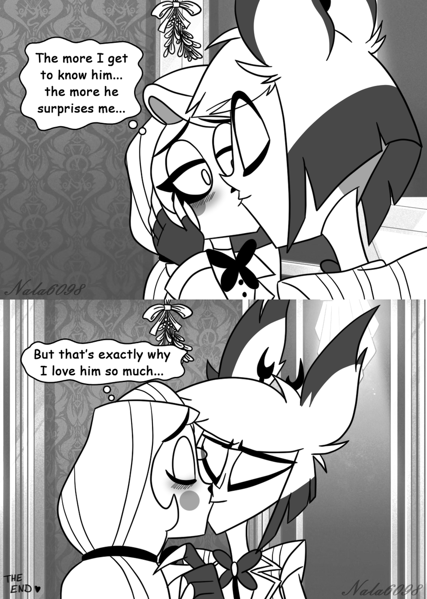 I present the short Christmas #Charlastor comic I promised, entitled: "Mistletoe". I wish you all a Merry Christmas, my dears ❤❤🎄🎁
#Hazbin_Hotel #charlastor #Radiobelle #alastorxcharlie #HazbinHotelAlastor #HazbinHotelCharlie #CharlieMorningstar #charliexalastor