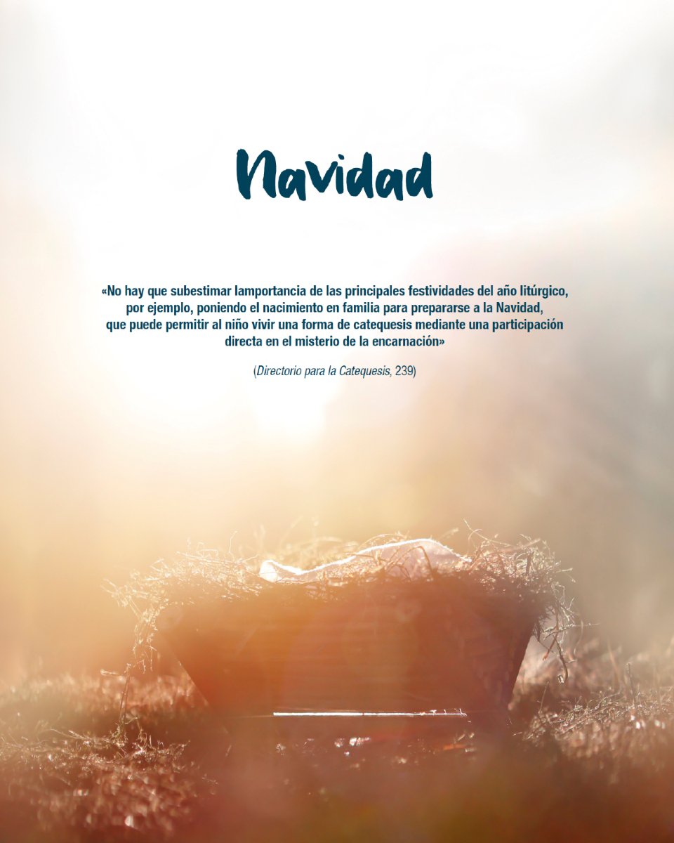 «No hay que subestimar la importancia de las principales festividades del año litúrgico, poniendo el nacimiento en familia para prepararse a la Navidad, puede permitir al niño vivir una catequesis mediante participación directa en el misterio de la encarnación» (DGC, 239)