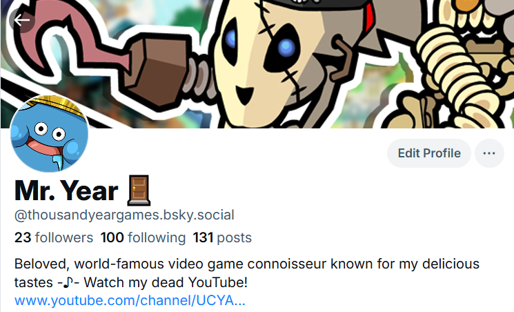 ThousandYrGames's tweet photo. I'm WAY more active on the less ad and bot riddled alternative to this abominable website. For better AND worse, it feels like how Twitter felt 5 years or so years ago.
I just wish all my Twitter mutuals were on there, 'cause more than ever, it feels like I'm talking to the void. https://t.co/hlM6sny3fH