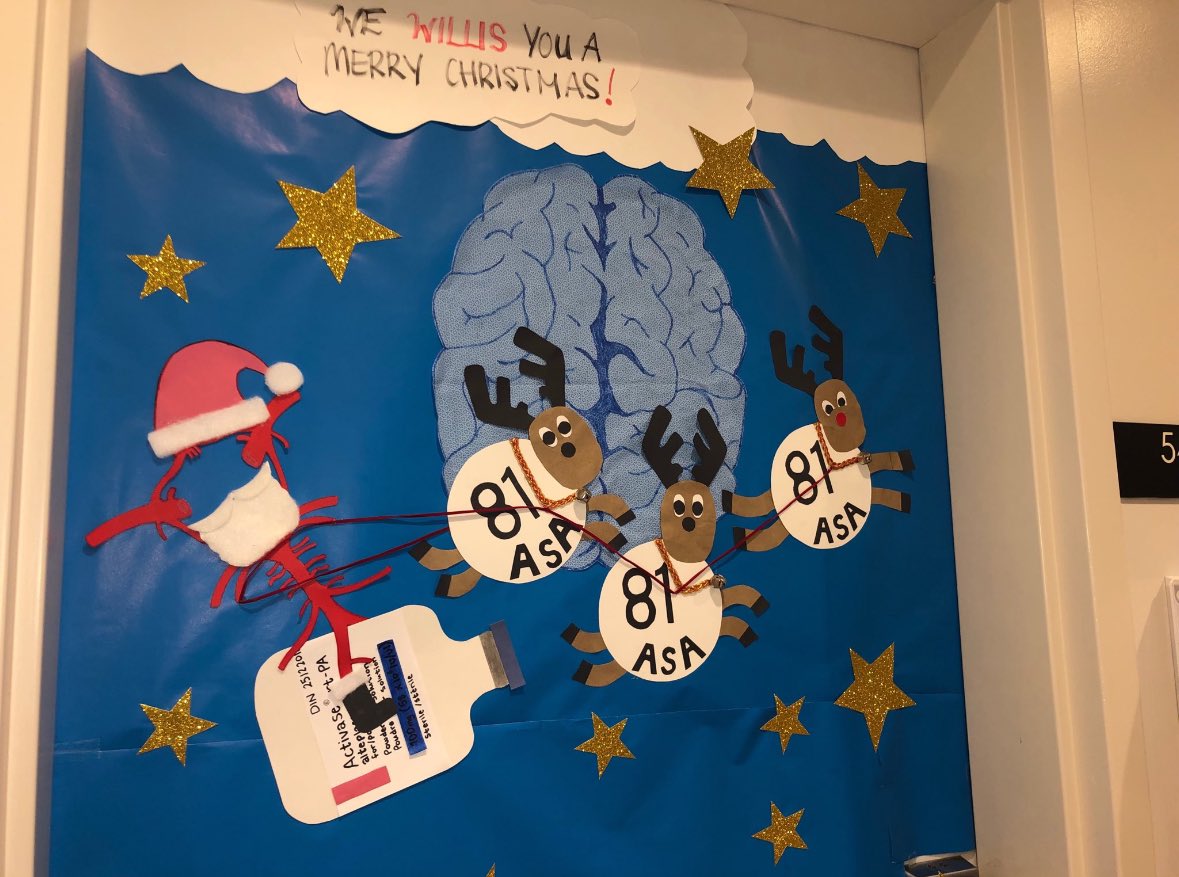 Nurse Nadine’s classic stroke Xmas door decoration needs a tPA-to-TNK update but will always remain a classic! Happy holidays!