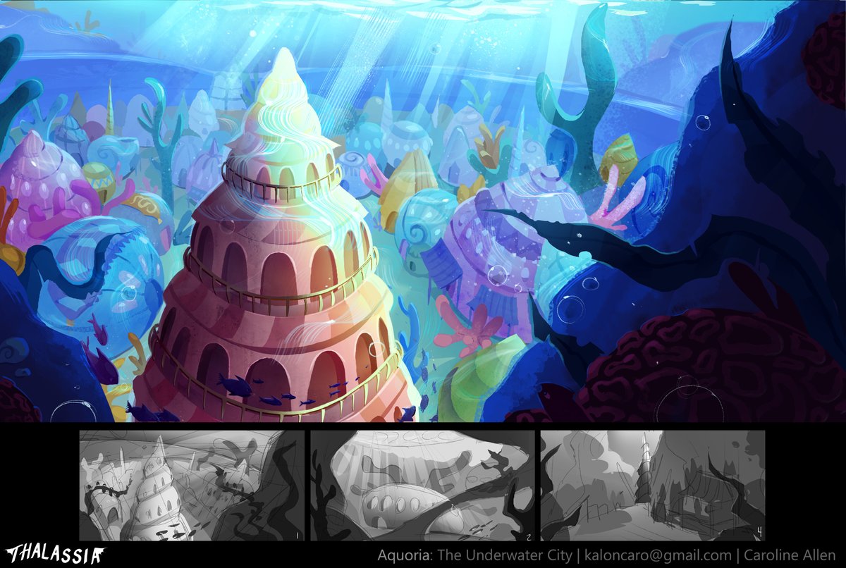 kaloncaro's tweet photo. A handful of work from fall quarter! Some #visualdevelopment of an underwater story ^^ https://t.co/R4ZS3crBIt