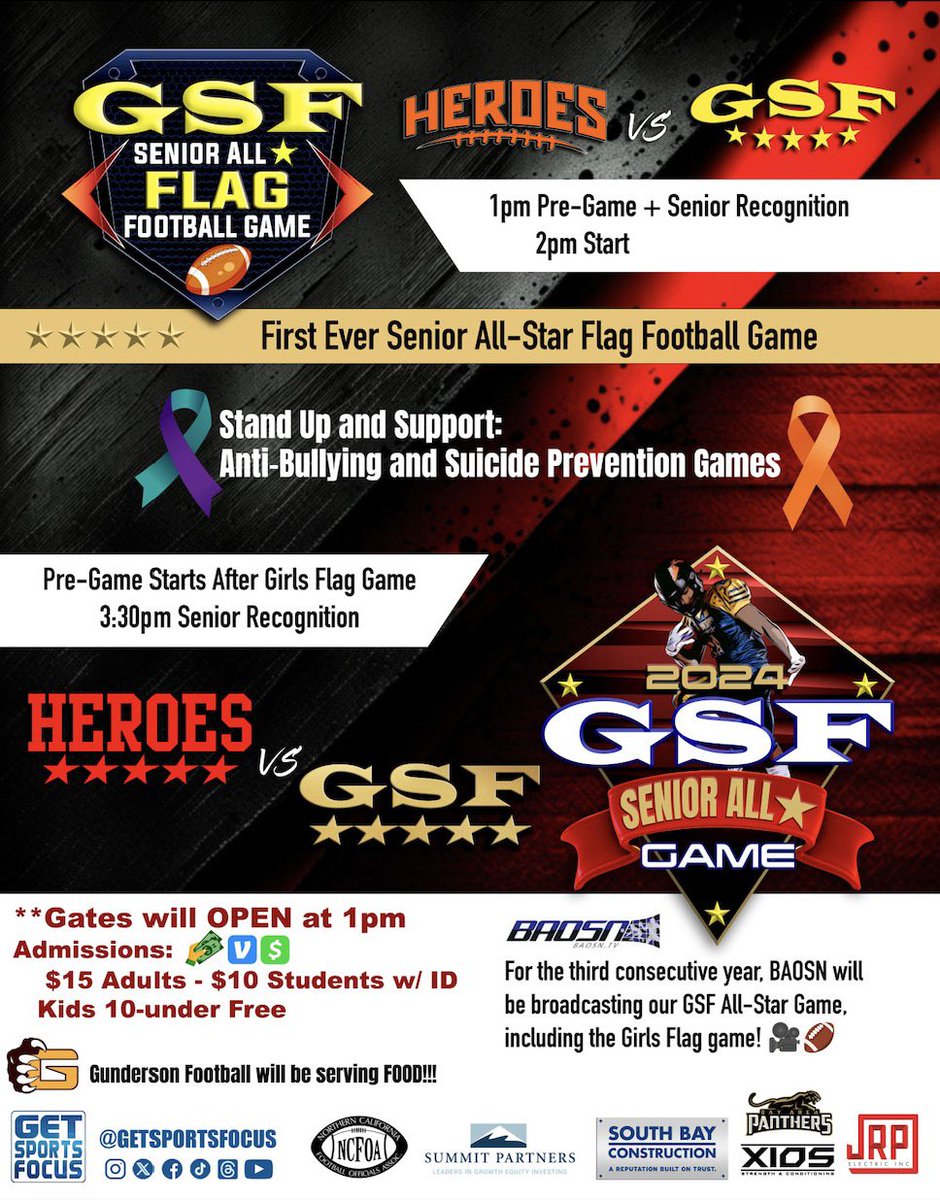GetSportsFocus (@getsportsfocus) on Twitter photo ‼️GAME DAY DETAILS‼️
5🌟 Roster getsportsfocus.com/2024-gsf-5-sta…
5⭐️ Flag Roster getsportsfocus.com/5-star-flag-ro…
🔴HEROES Roster getsportsfocus.com/2024-heroes-of…
🚩HEROES Flag Roster getsportsfocus.com/heroes-all-sta…
We are looking forward to this Saturday’s doubleheader at Gunderson HS.
🎄Merry Christmas and ‼️GAME DAY DETAILS‼️
5🌟 Roster getsportsfocus.com/2024-gsf-5-sta…
5⭐️ Flag Roster getsportsfocus.com/5-star-flag-ro…
🔴HEROES Roster getsportsfocus.com/2024-heroes-of…
🚩HEROES Flag Roster getsportsfocus.com/heroes-all-sta…
We are looking forward to this Saturday’s doubleheader at Gunderson HS.
🎄Merry Christmas and