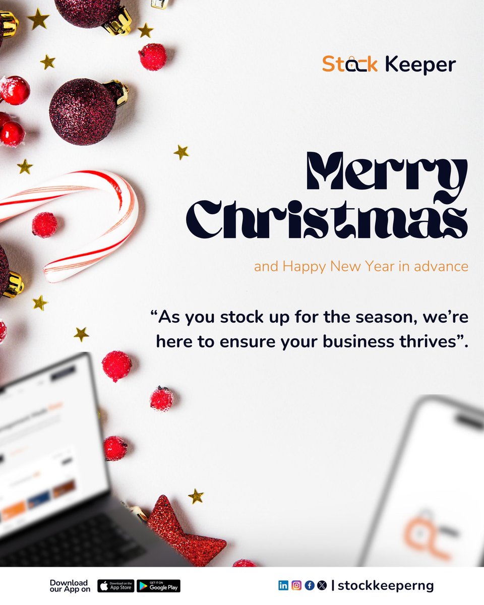 stockkeeperng's tweet photo. Wishing all our amazing business owners a Merry Christmas! Your hard work and dedication are truly appreciated. Enjoy the festive season!🎉🎉
#inventorymanagement #inventorysolutions #seasonsgreetings https://t.co/PZzmBGpWV1