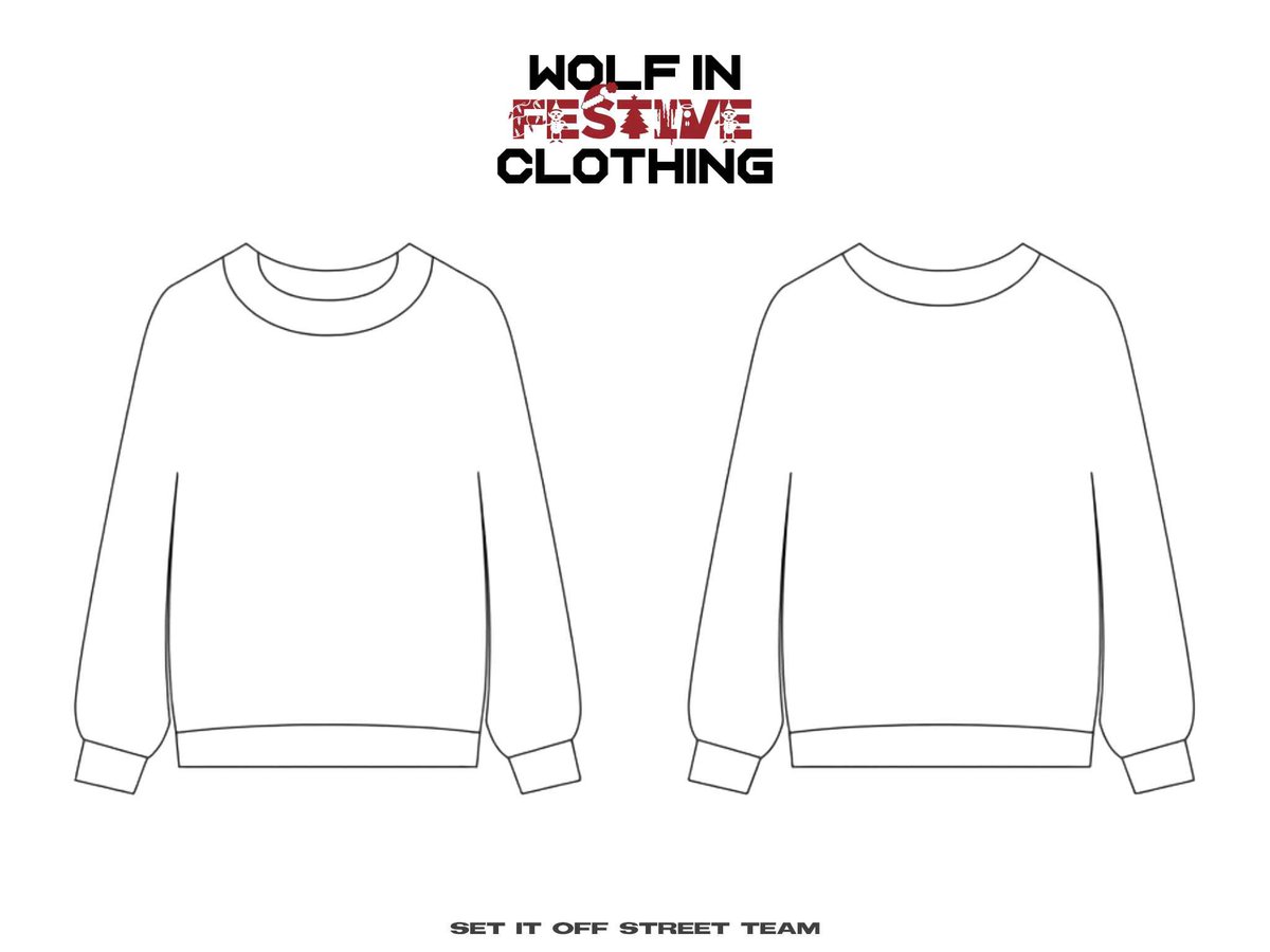 SetItOffStreet's tweet photo. CONTEST ALERT
 "Wolf in festive clothing"

Download the template below and design your own ugly Set It Off sweater. Deadline is on Jan 5th. It should be SIO themed, but the rest is up to you!

Happy Holidays!

-🙈 https://t.co/F83VbuLsK9