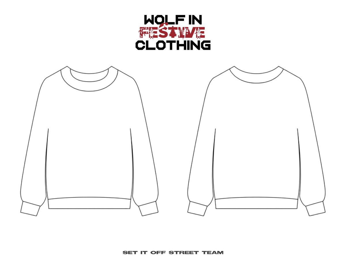 SetItOffStreet's tweet photo. CONTEST ALERT
 "Wolf in festive clothing"

Download the template below and design your own ugly Set It Off sweater. Deadline is on Jan 5th. It should be SIO themed, but the rest is up to you!

Happy Holidays!

-🙈 https://t.co/F83VbuLsK9