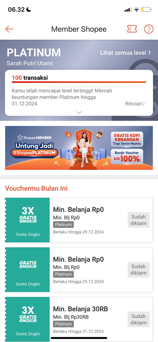 shachan9370's tweet photo. Mempertahankan platinum member sampe akhir tahun. Tahun depan bubye dulu ya sopii, tokped, tiktok shop dan teman2. Balik2 sini back to classic member kayakny.. 🫣🫣🫣 https://t.co/7kgWYCFJRU