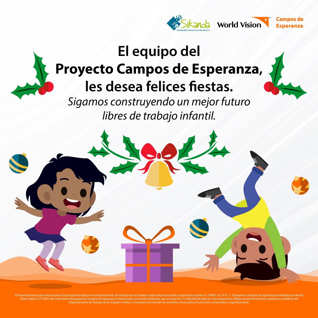 CDE_WorldVision's tweet photo. Deseamos mucha prosperidad, amor y paz para todas las familias de niñas, niños y adolescentes para que puedan disfrutar de una vida libre de trabajo infantil. 🪅✨🎉 @WorldVisionMx https://t.co/aXEKbbzEZS