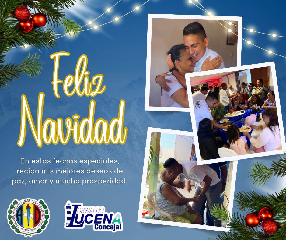 Que Dios, nuestra Virgen del Valle y San Nicolás de Bari te bendigan a tí, y a todos los hogares Porlamarenses en estas fechas decembrinas🎄

Quiero desearte una Feliz Navidad y el mejor regalo del niño Jesús, unión familiar llenas de amor y alegría🎁

ADelante Siempre🏳️