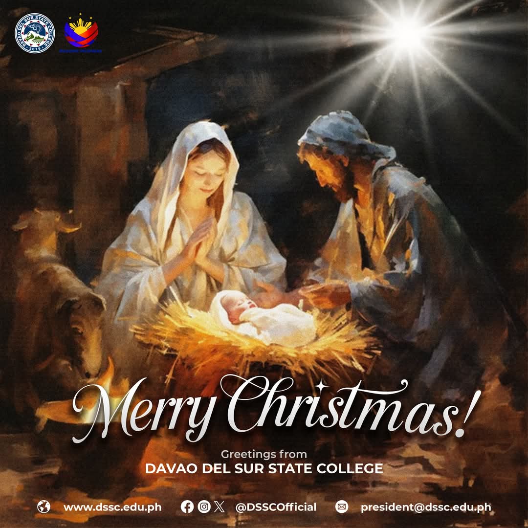dsscofficial's tweet photo. 𝗠𝗘𝗥𝗥𝗬 𝗖𝗛𝗥𝗜𝗦𝗧𝗠𝗔𝗦 𝗙𝗥𝗢𝗠 𝗗𝗦𝗦𝗖!

As we celebrate this season of joy, love, and hope, we extend our warmest wishes to our DSSC family-students, faculty, staff, and partners. 

#ShapingFuturesBeyondBorders #DavaoDelSurStateCollege #DSSC https://t.co/0jhWQRhpbA
