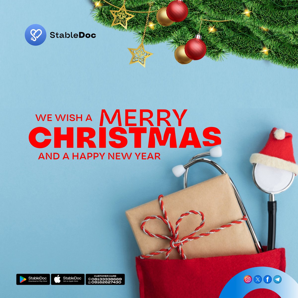 From all of us at #StableDoc, we wish you a Merry Christmas filled with joy, love and good health, and a Happy New Year full of hope, happiness and wellness. Thank you for trusting us to care for you!  #Christmas