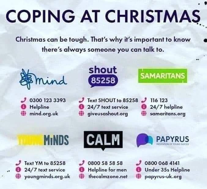 Christmas can be a wonderful time, it can also be incredibly challenging

It can be a time for celebration, a time for reflection,  a time to just get through

One thing it should never make you feel is alone

If you're struggling this Christmas, please reach out