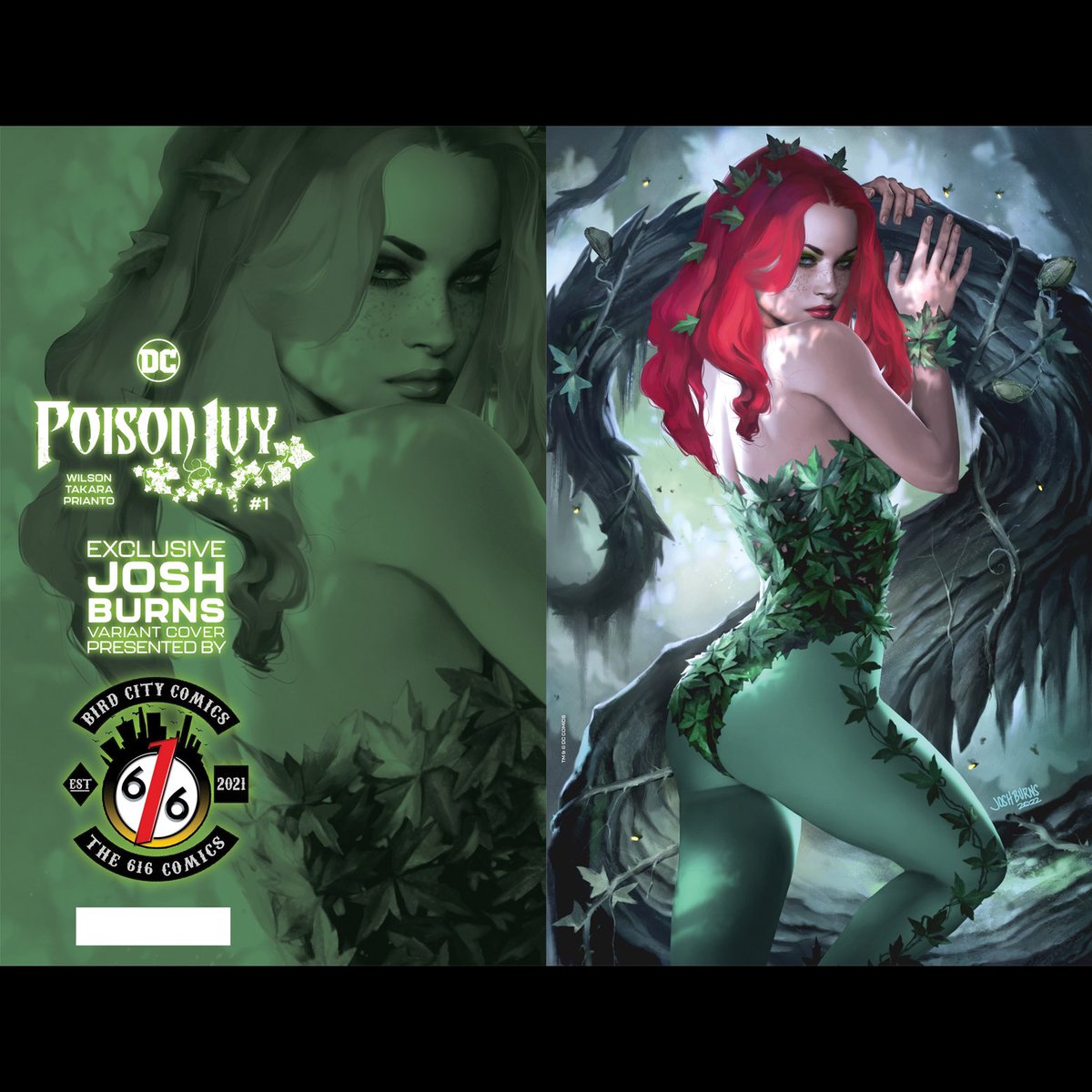 🔥🌱 From rough draft, blocked in colors, rendering, details, more details, adjusted lighting, and final edits. No AI in the process, just alot of time and patience. 
Poison Ivy 1 (2022), available at 616 Comics!
.
.
.
#stepbystep #noAI #poisonivy #tutorial #coverart