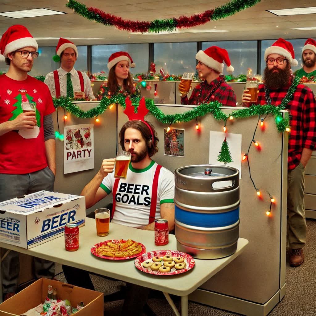 beergoals50's tweet photo. Pleased to report the Beer Goals office holiday party went well. Yours?🍺🎅🎅 https://t.co/mOY3Cximfb