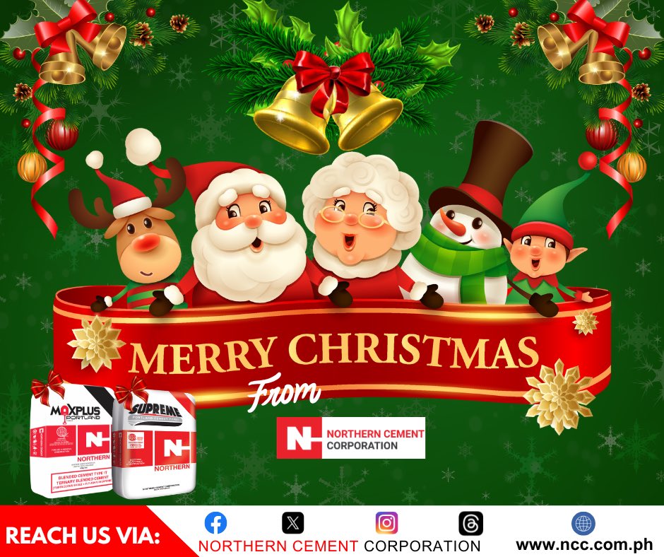 NorthernCement's tweet photo. Merry Christmas and Happy Holidays! From all of us at Northern Cement, we wish you a season full of happiness and peace.🥳 https://t.co/eTrZkdx2uk