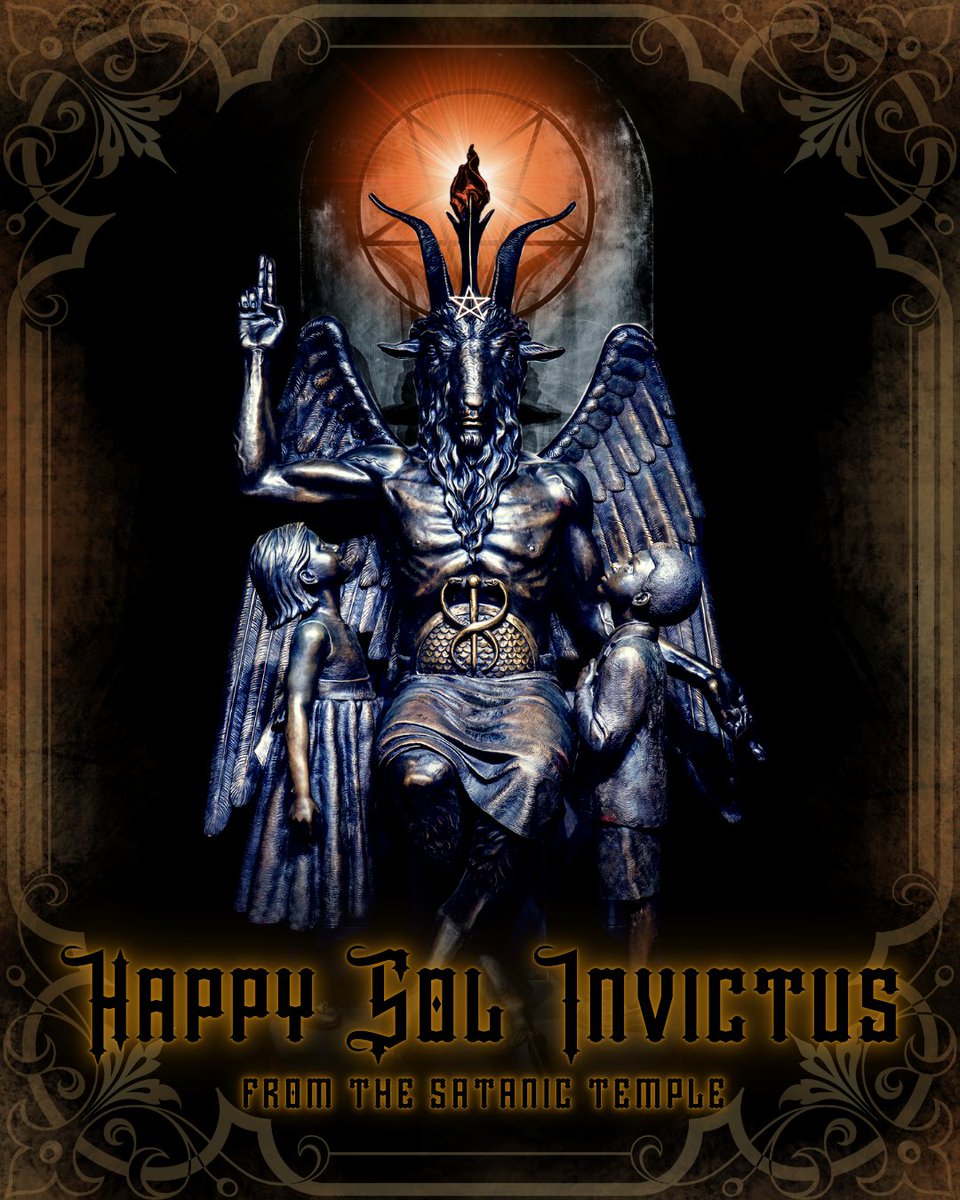 satanic_temple_'s tweet image. In the spirit of Sol Invictus, let us celebrate our enduring triumph over superstition and our dedication to both seeking and sharing knowledge.

Wishing you and yours a holiday filled with enlightenment.