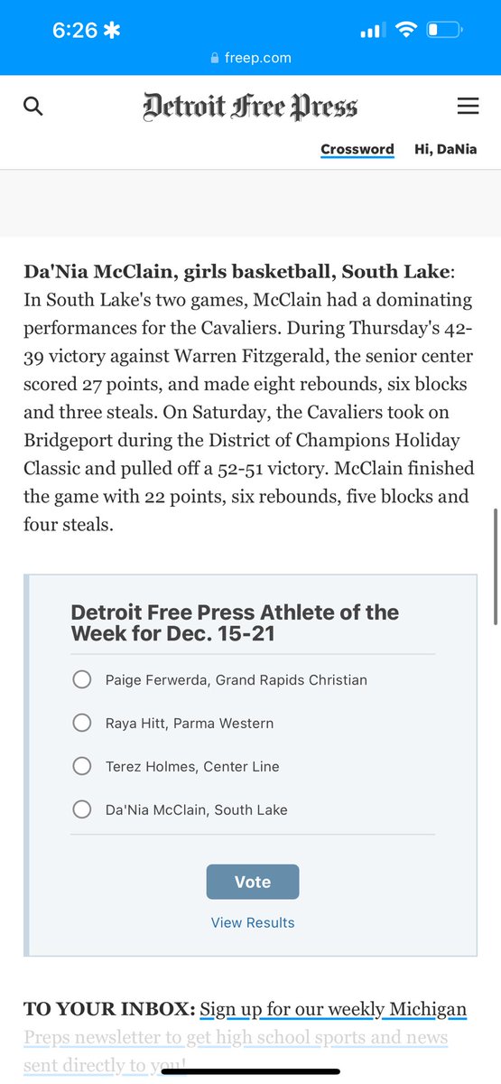 Thank you for the nomination, every vote is appreciated🩷 freep.com/story/sports/h…