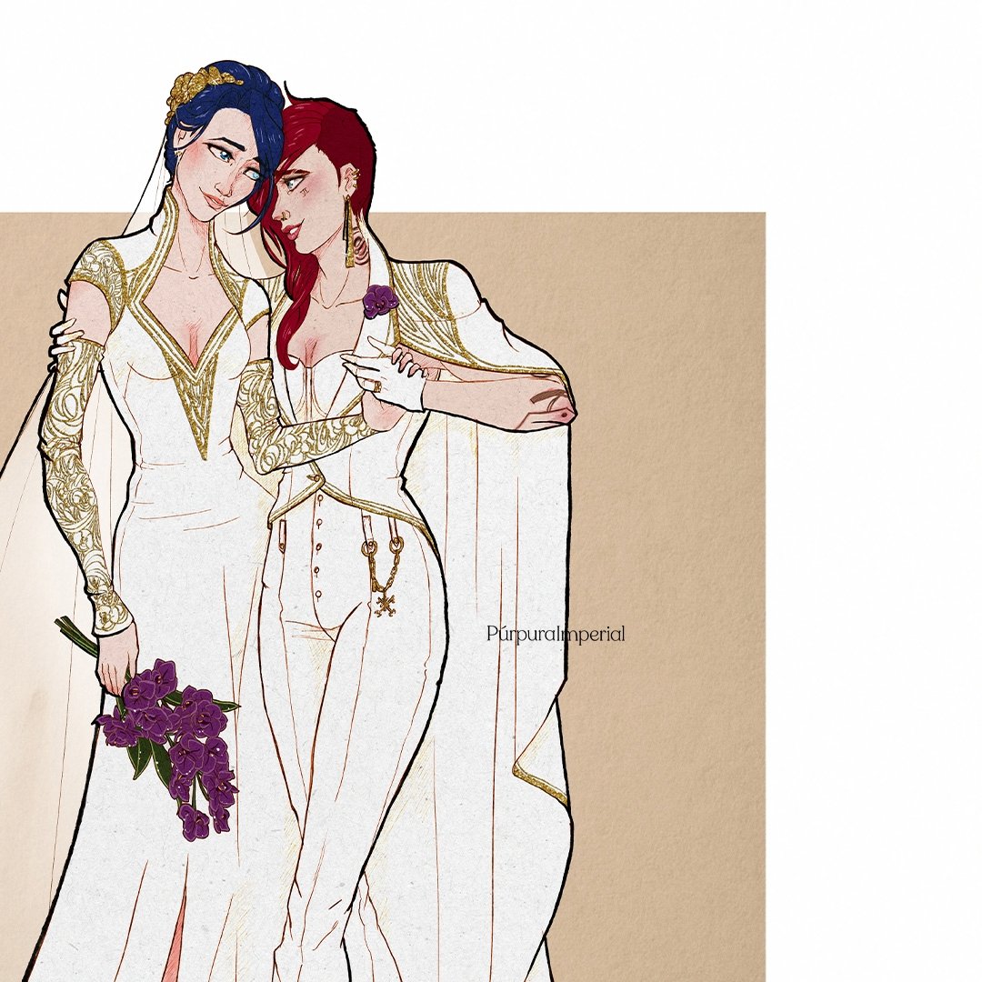 PurpuraImperial's tweet photo. Review and correction of one of my first #caitvi works from 2021. This will be the very last one in weeks. #Arcane #cait #CaitlynKiramman #Caitlyn #vi #violet #lol #piltoversfinest #bride #brides #white https://t.co/rt6SEkiJl3