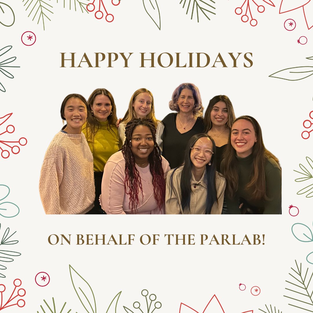 Happy Holidays on behalf of the PARLab! Thank you to all our followers, participants, and collaborators for supporting our work. We wish you a joyful holiday season and a Happy New Year ❄️ 🌟