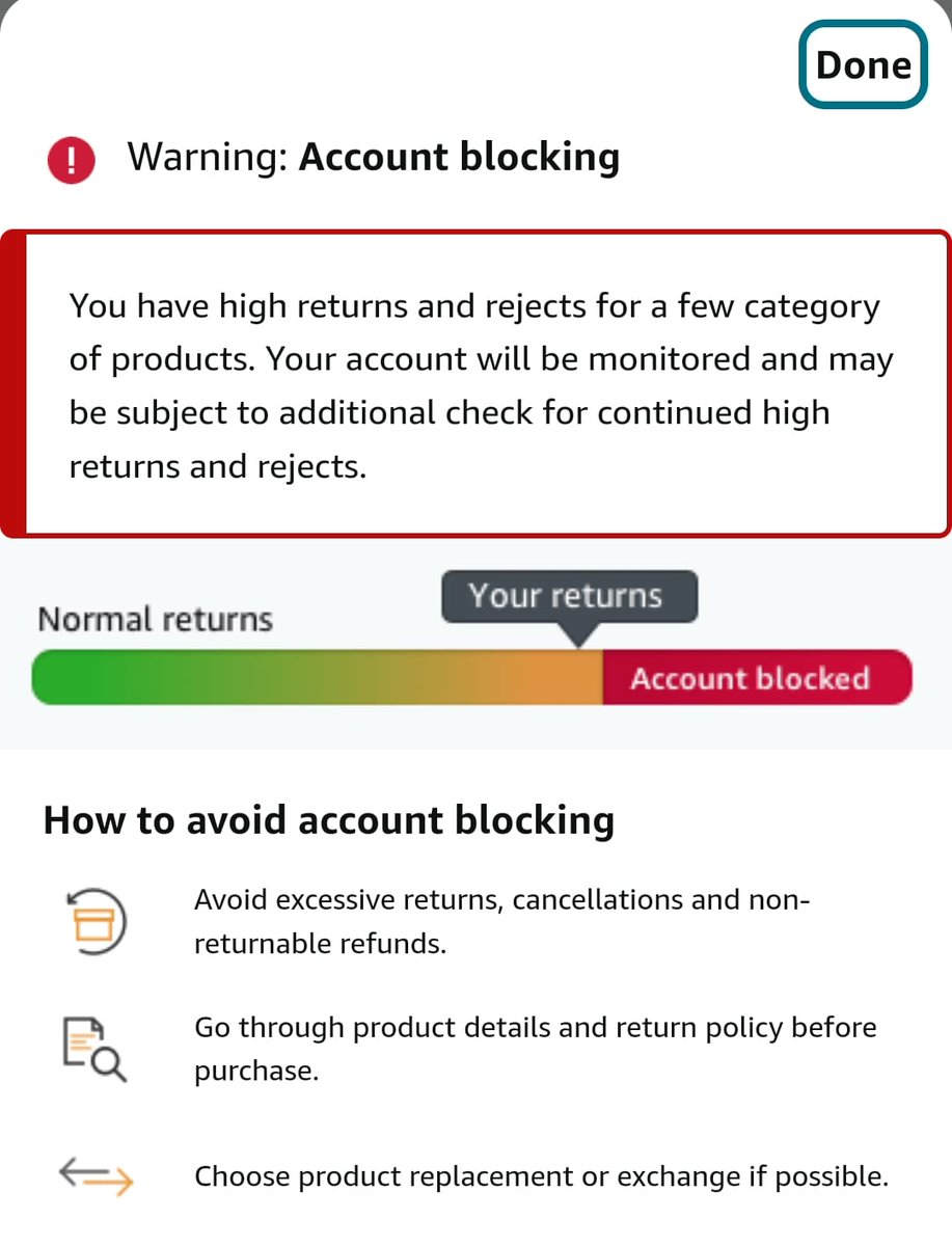bsudhir6's tweet photo. @amazonIN I am receiving msg . I recently moved to new home and made lots of purchases as well... the main reason I was returning the products was because they are either damaged or not given as expected. why would you block my account for this? and how to get this back to normal https://t.co/b9Dl4S5HUc