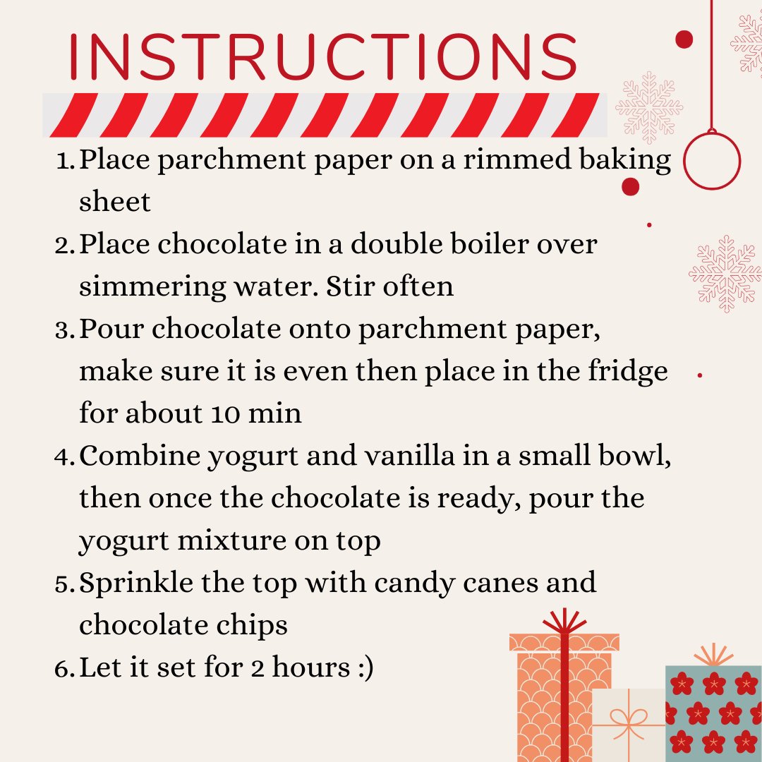 CSU_behav_lab's tweet photo. Want to be in the christmas sprit but still eat healthy? Try these Greek Yougurt Peppermint Bark. Its an easy recipe to make, and a perfect treat to celebrate the holidays #Recipe #Christmas #HealthyEating https://t.co/bE352xqLxH