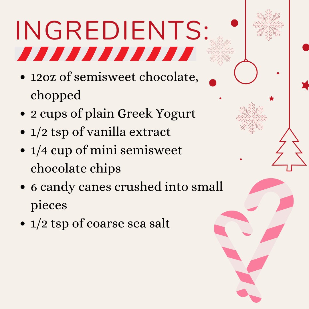 CSU_behav_lab's tweet photo. Want to be in the christmas sprit but still eat healthy? Try these Greek Yougurt Peppermint Bark. Its an easy recipe to make, and a perfect treat to celebrate the holidays #Recipe #Christmas #HealthyEating https://t.co/bE352xqLxH