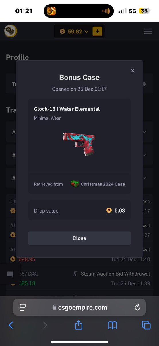 Sc4rfine's tweet photo. @CSGOEmpire Glock-18 | Water Elemental (Minimal Wear) https://t.co/guNPG5XEWH