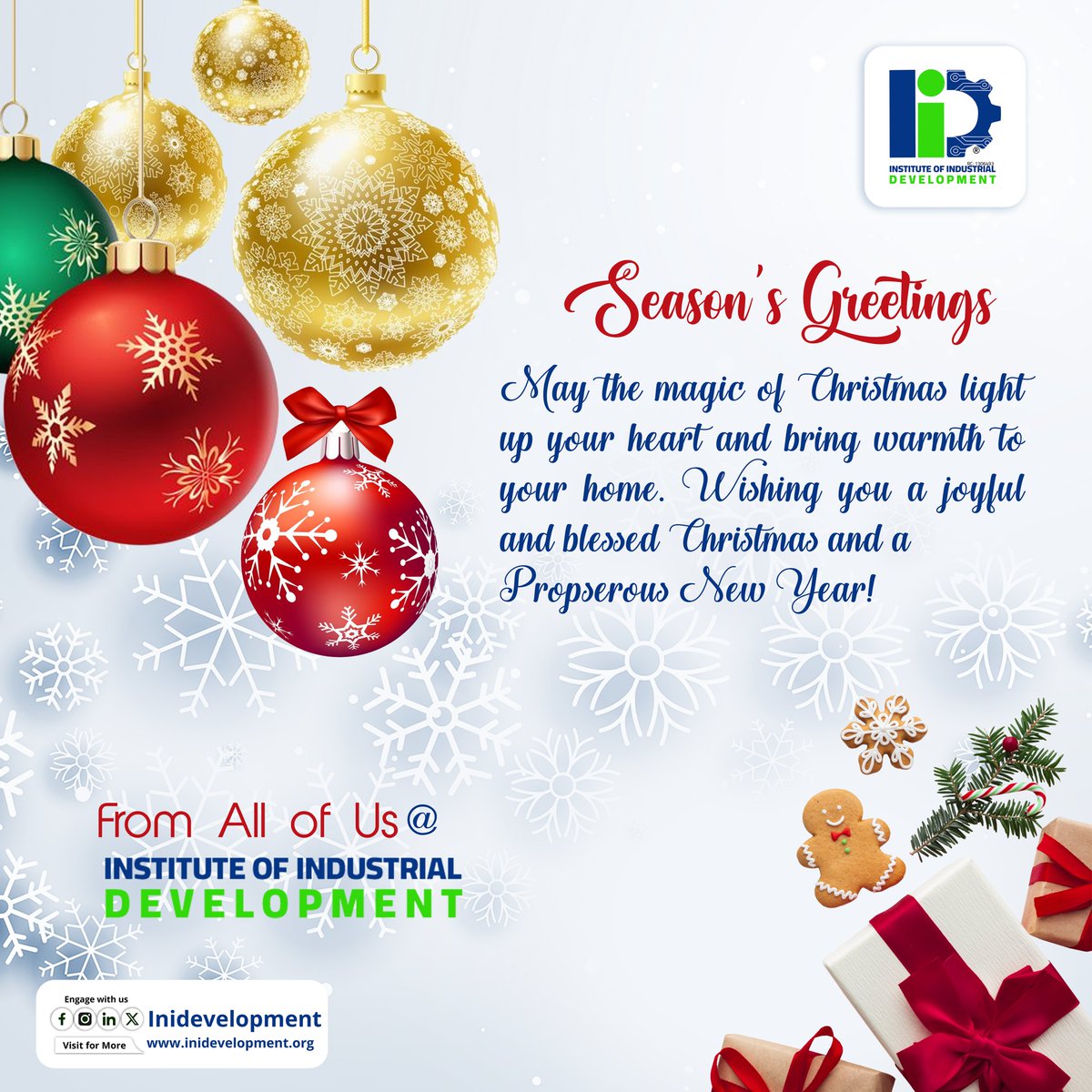 Inidevelopment's tweet image. From our family to yours, Happy Holidays! May the spirit of Christmas bring you peace and goodwill. #MerryChristmas📷 #HappyHolidays📷&quot;  What&apos;s your favorite Christmas tradition? Share it with us using #ChristmasTraditions! 🎄&quot; &quot;RT if you&apos;re ready for some holiday cheer! 📷#IID