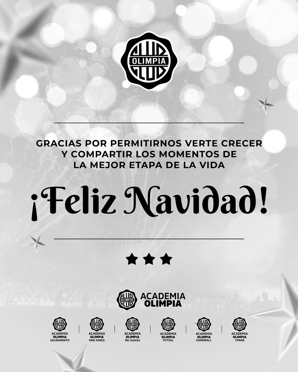 Nada mejor que defender este Glorioso escudo y crecer aprendiendo los valores de la Institución.

¡Feliz Navidad, Olimpistas!

🎄🤍🖤🤍⭐️