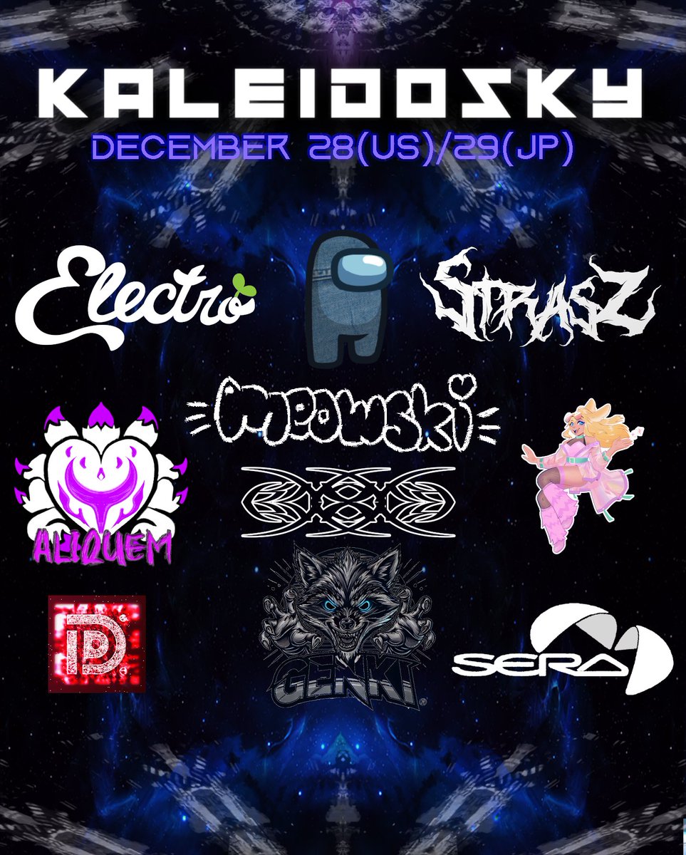 カレイドスキーは今週で 3 周年を迎えます! <a href="/straszvr/">Strasz</a> <a href="/ElectroVRC/">Electro 🌱 | 🦋 @electrovrc.com</a> <a href="/Aliquem/">Aliquem | Rizumu</a> <a href="/KadachiiVR/">Kadachii</a> <a href="/DjGenki/">Genki</a> <a href="/notmeowski/">meowski</a> <a href="/SeraAkai/">Sera Akai/赤井世良</a> <a href="/coolranch47/">coolranch47.arff.dog</a> <a href="/dymattic/">DyMattic</a> を含む特別なラインナップをご用意しています

VRChatグループにご参加ください: vrc.group/BEAT.5507