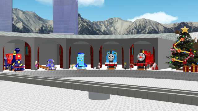 IslandsideAdve1's tweet photo. Merry Christmas from those of us on the Islandside Adventures project! 

Models from @lokoexpress2, @TipperTopHat (Thomas and James' faces), SAB64, @ejima8, Sezel, and @Chee_shep. Stage from @cents34526. https://t.co/uJvFBHI9GN
