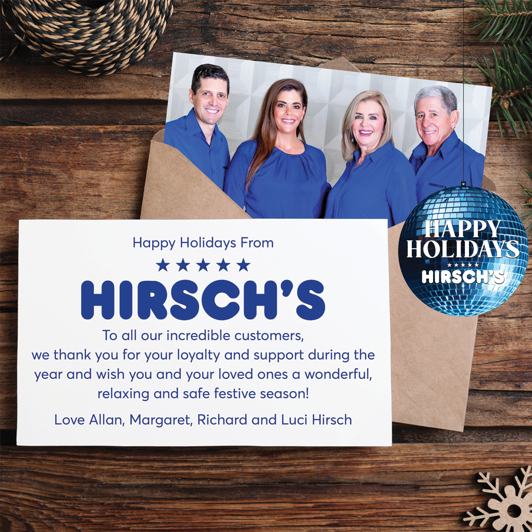 Wishing you a season filled with warmth, joy, and the cozy comfort of home. 💙 Happy Holidays from Hirsch's Homestore!
