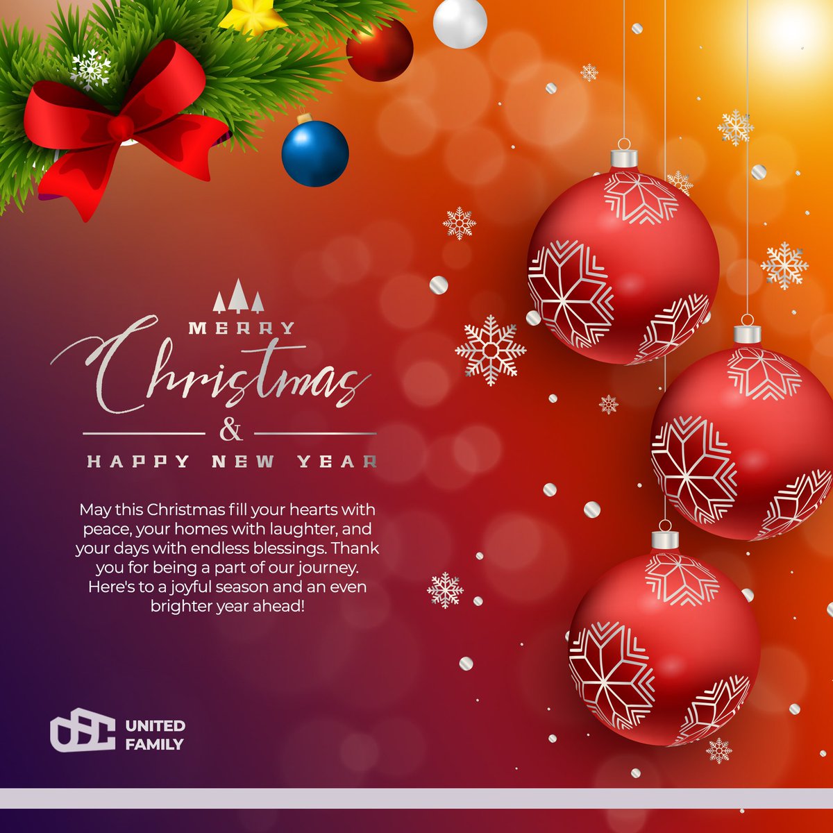 Ufcoin's tweet photo. May this Christmas fill your hearts with peace, your homes with laughter, and your days with endless blessings. Thank you for being a part of our journey. Here’s to a joyful season and an even brighter year ahead! https://t.co/MC3EsN47Ul