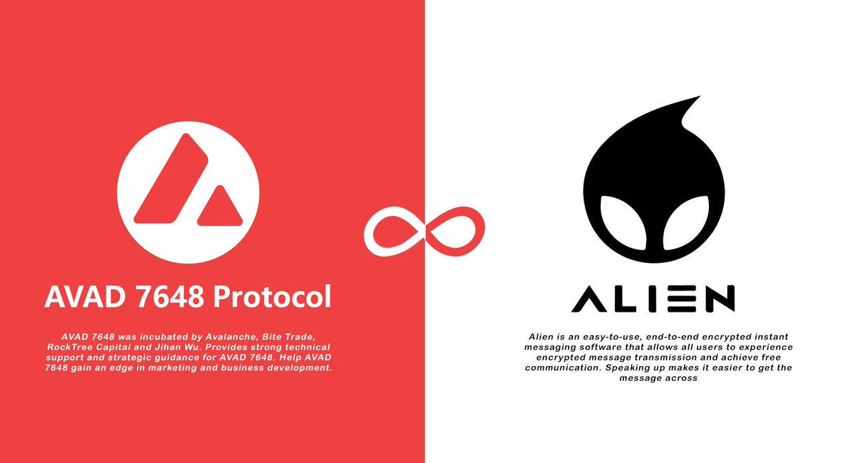🚀Exciting news! We have become an ecosystem partner with Alien, the leading Web3 communication company! 

🔒For its end-to-end encryption, ultimate security. AVAD 7648 is its first AVALANCHE ecosystem.

🌟Secure decentralized communication, unlocking new possibilities in Web3!