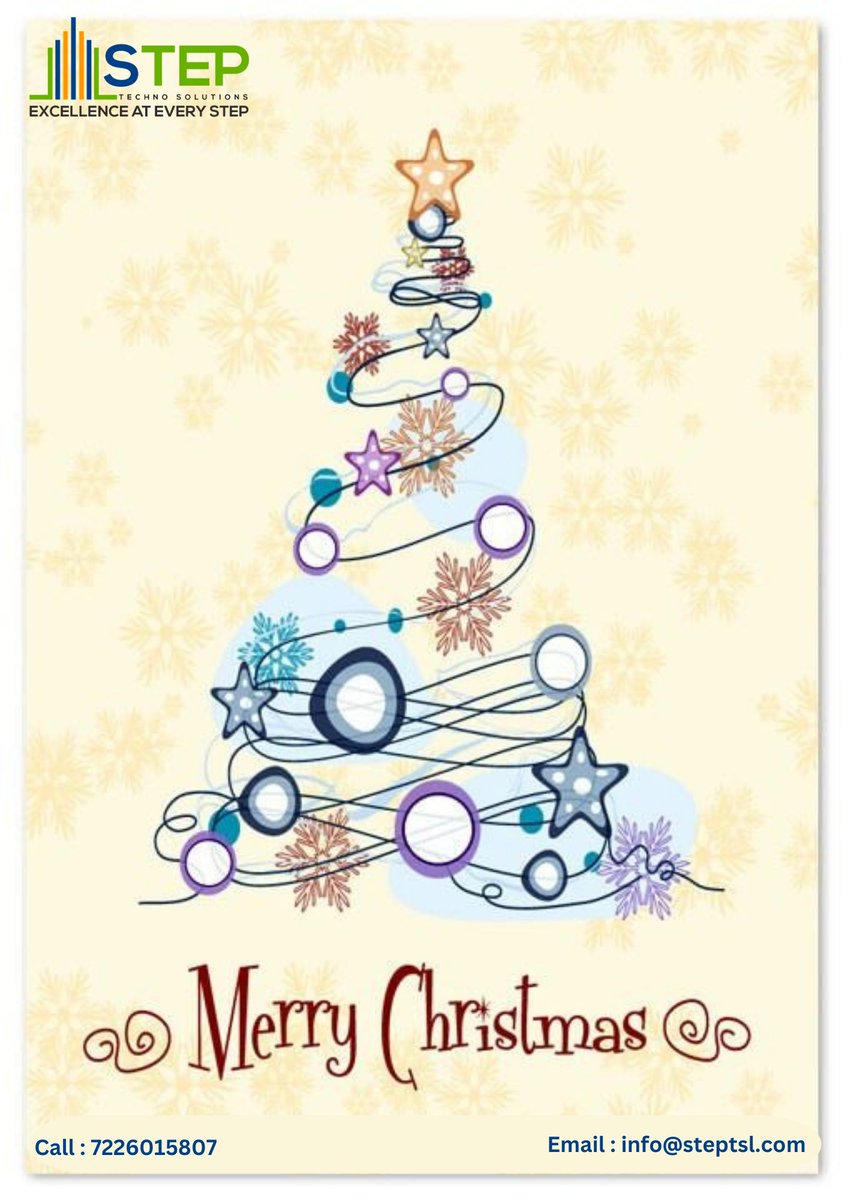 step_techno's tweet image. This Christmas season, may the stars shine brightly for you and direct your steps towards happiness Wish you a Marry Christmas

#Step

#Steptechnosolutionsllp