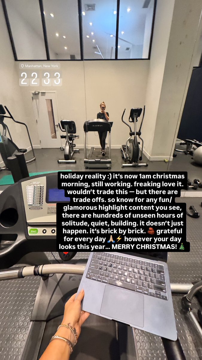 it's now 1:30a christmas morning, still working. freaking love it. wouldn't trade this - but there are trade offs. for any glamorous content, know hundreds of unseen hours are in solitude, quiet, building. grateful to create 🙏🏼🎄 #MerryChristmas #startup #build #nyc #foundermode