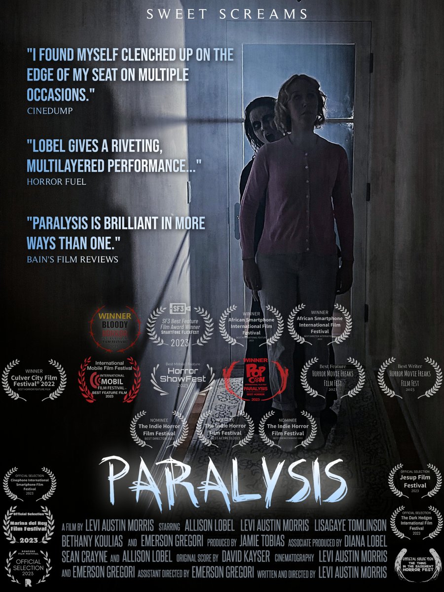Movie of the Day:

Paralysis (2022)

* This film premiered at the Culver City Film Festival in the US on December 9, 2022.

* This was the directorial debut of a full-length horror feature for Levi Austin Morris, who wrote and acted in it as well.