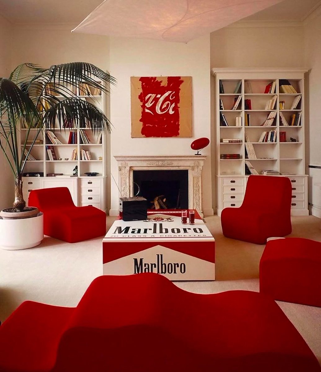 marlboro cigarette table Interior by Patrizio Paris and Patrizia Pietrogrande featuring a Marlboro  coffee table (1976)