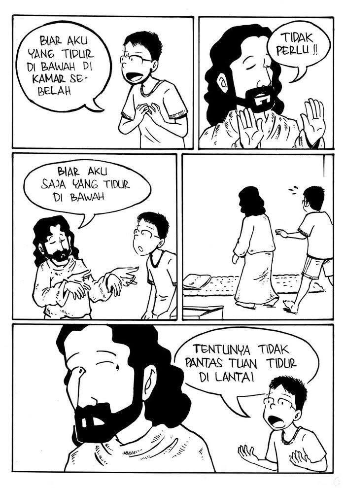 surreaulism's tweet image. ada satu komik yg dulu waktu masih main fesbuk, aku selalu share tiap tahun karena saking heartwarmingnya. judulnya Tuan yang Maha Hina, karya Kurnia Harta Winata. sampe sekarang pun tetep berhasil bikin berkaca kaca bacanya.
betapa ke-rendahhati-an itu bentuk cinta paling indah.