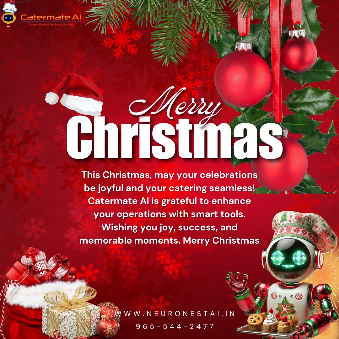 Catermate_ai's tweet image. Merry Christmas from Catermate AI! 📷📷
Celebrate this Christmas with joy and seamless catering! Catermate AI enhances your operations with smart tools. Merry Christmas!&quot;
#merrychristmas #catermateai #smartcateringsolutions #HolidayJoy #EffortlessCatering