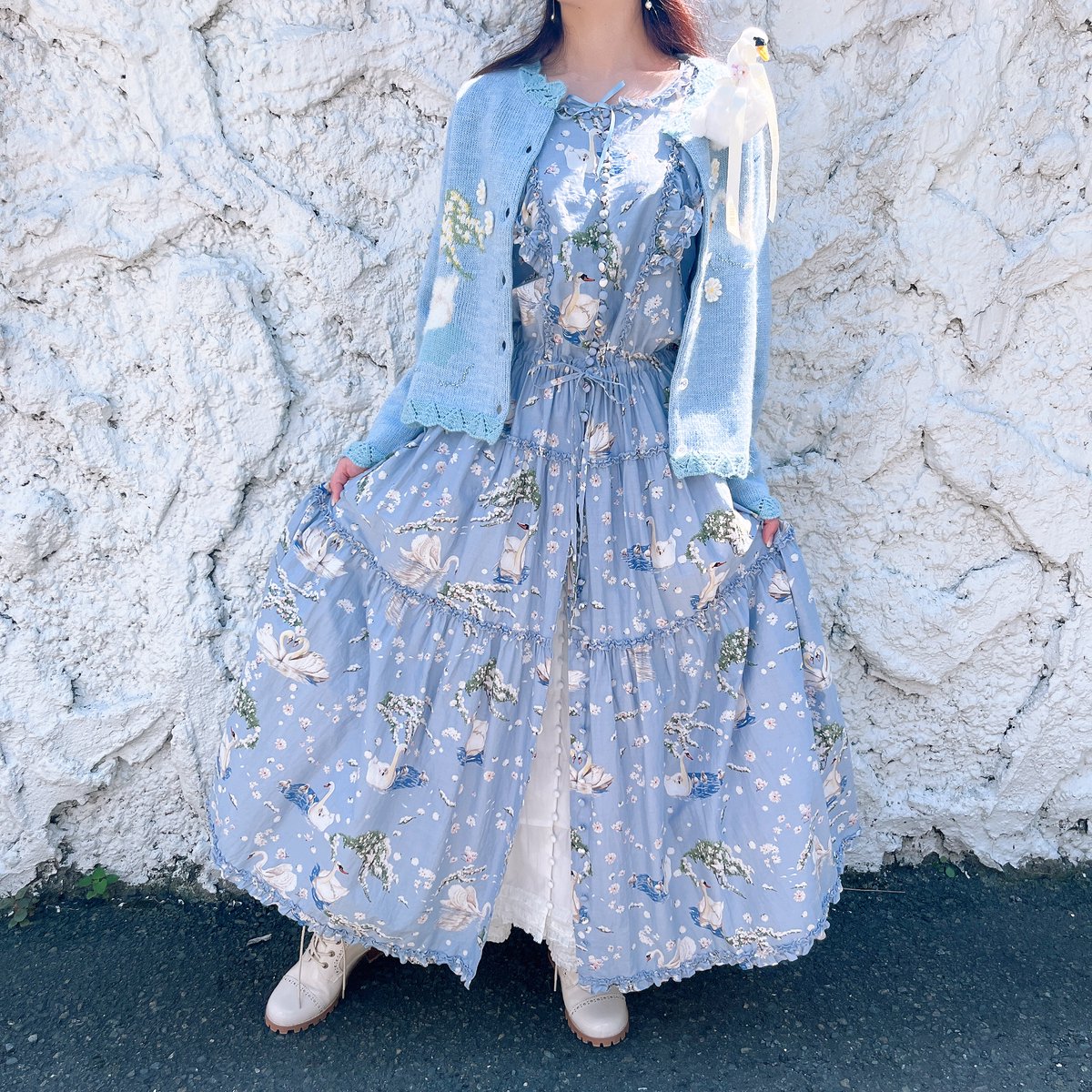 pinkhouse SWAN LAKEモチーフニットカーディガン SWAN LAKE pinkhouse SWAN LAKEモチーフニットカーディガン SWAN LAKE
