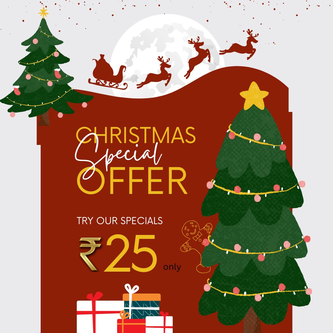 Celebrate Christmas with our specials priced at just ₹25. Only for today. Order now from PowrCafe on Zomato or through Airmenus.