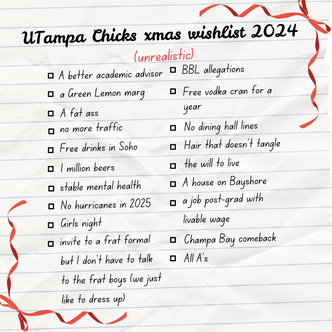 utampachicks's tweet photo. A UTampa Chick's Wishlist #wishlist #tampa #tampagirl #utampa https://t.co/a24qG8eR3g