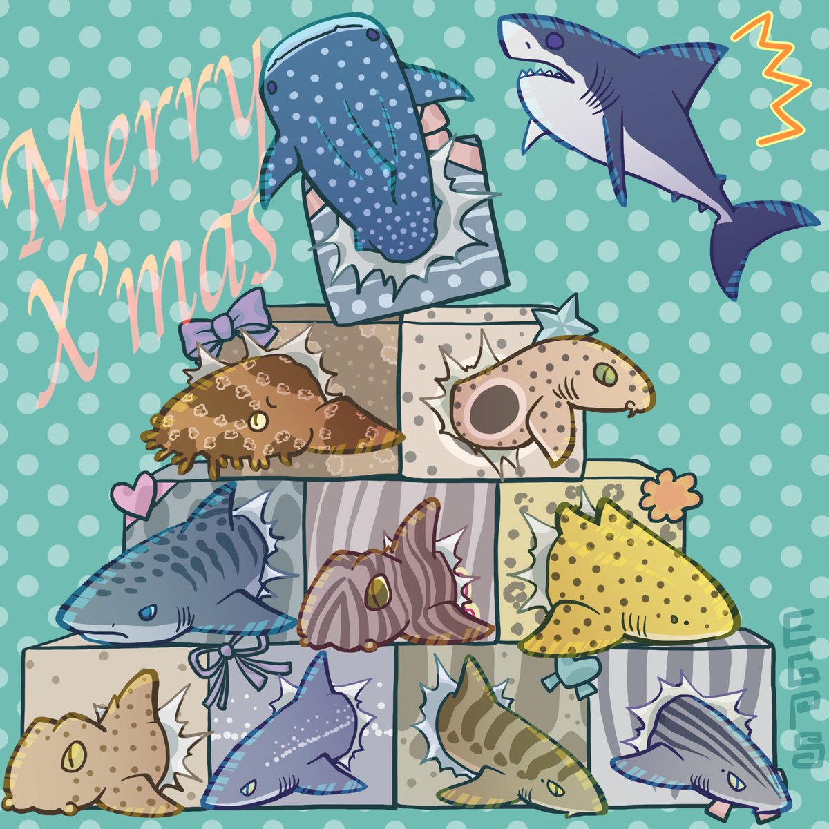 nasumisodsuke's tweet photo. めりくり！🎄🎁🦈 https://t.co/pj27pK1f67