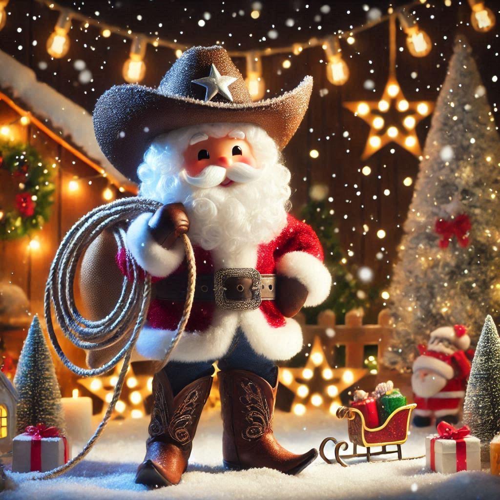 Santa got lost in Texas
And when he said goodbye
He left the star of Texas
A-blazing in the sky
As long as there's a Christmas
And cowboys on the plain
Santa will come to Texas
And never get lost again 🤠🎅🎄⭐️