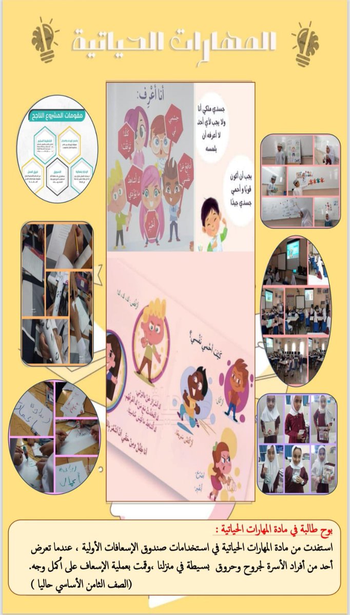 نشرة شهرية لمادة المهارات الحياتية بمدرسة الخشبة للتعليم الأساسي من إعداد الأستاذة فاطمة الظفرية