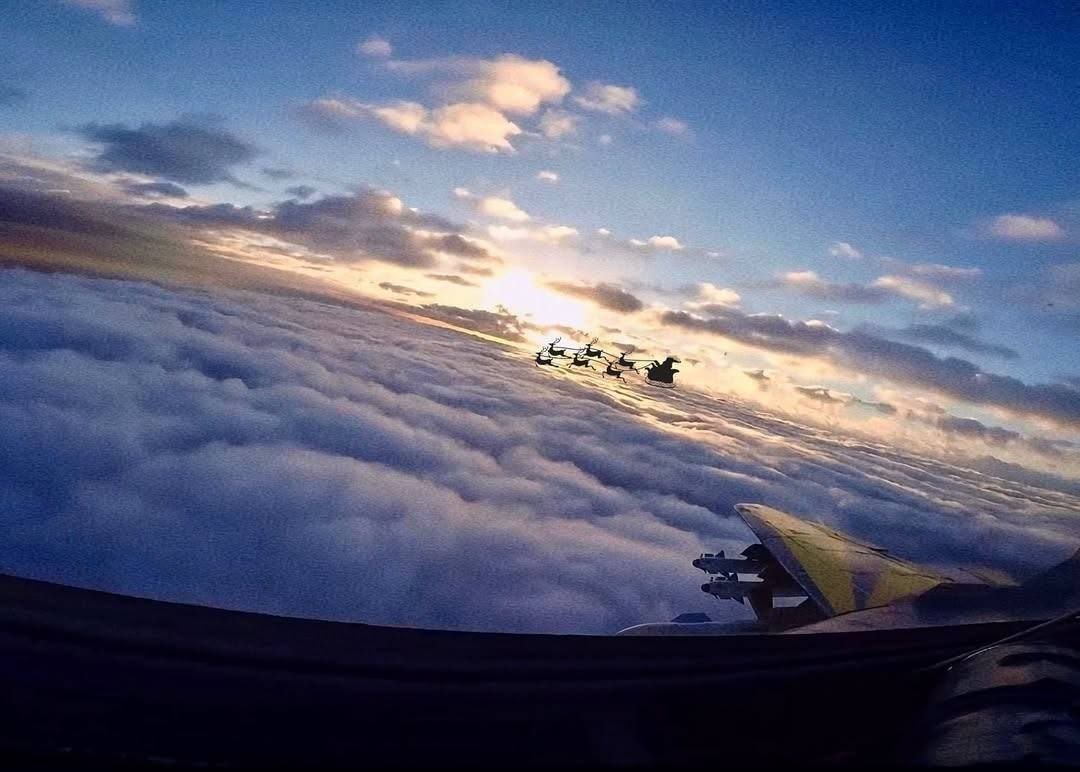 Cockpit image from a Ukrainian Air Force MiG-29 Fulcrum on a combat air patrol earlier today, accompanied by an unknown sleigh with reindeer.