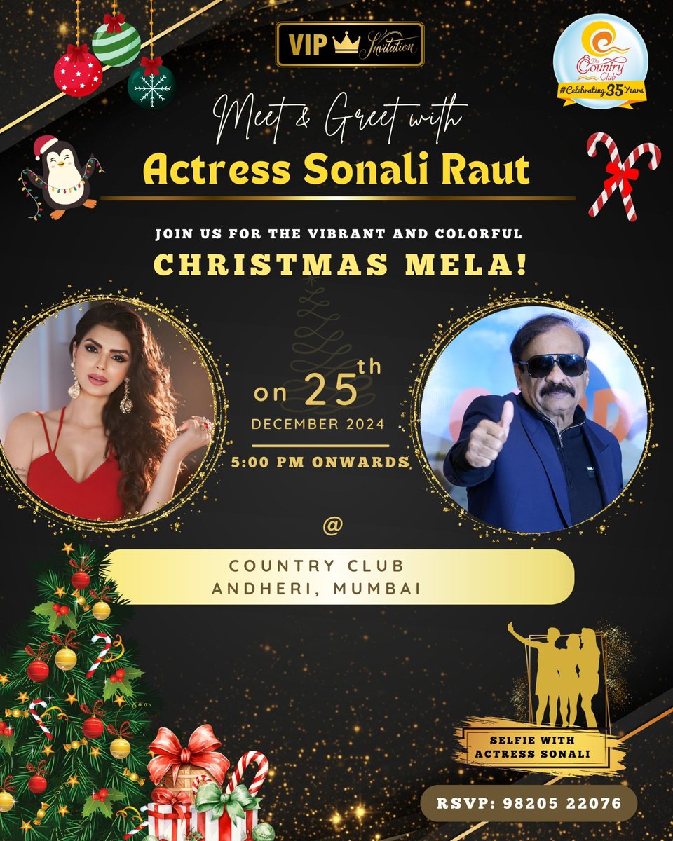 Join for the biggest Christmas party in Country Club Andheri Mumbai on 25th dec..let’s meet at 6pm..
Merry Christma n see you in the evening 🤶🧑‍🎄🎄🎄!!
Special thanks to @rajeevreddy_cc @countryclubofficial @countryclub_andheriwest 
.
.
#christmas #party #event #work #sonaliraut