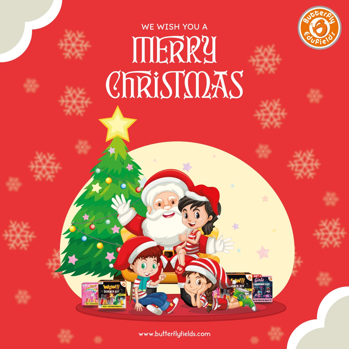 bflyfields's tweet photo. Wishing you a #MerryChristmas  filled with joy, learning, &amp; endless festive cheer. 🎄🎅🦋🥳🤩🎉🎄✨❤️
#ChristmasCheer #ButterflyEduFieldsIndia #STEMEducation #Innovation #merry #innovation #build #apply #play #learn #invent #science #education #Christmas2024 https://t.co/1BcGxMKEZN